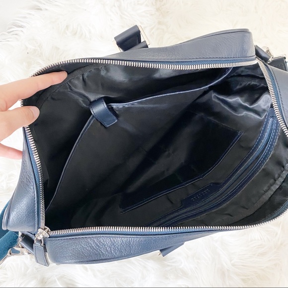 🧤SOLD🧤Barneys New York Leather Navy Blue Briefca - Picture 4 of 8
